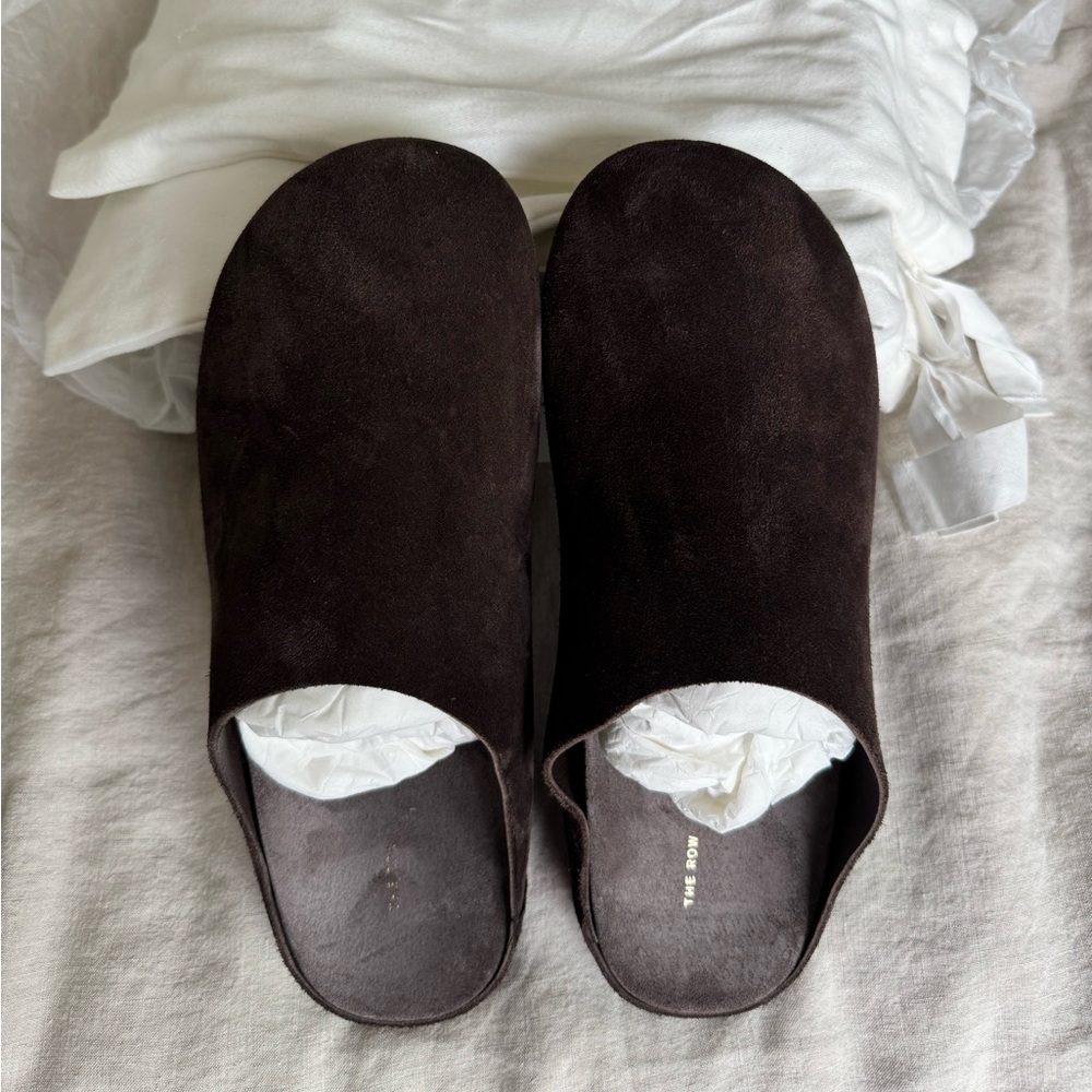 The Row Hudson Slide Dark Brown Suede - Picture 9 of 9